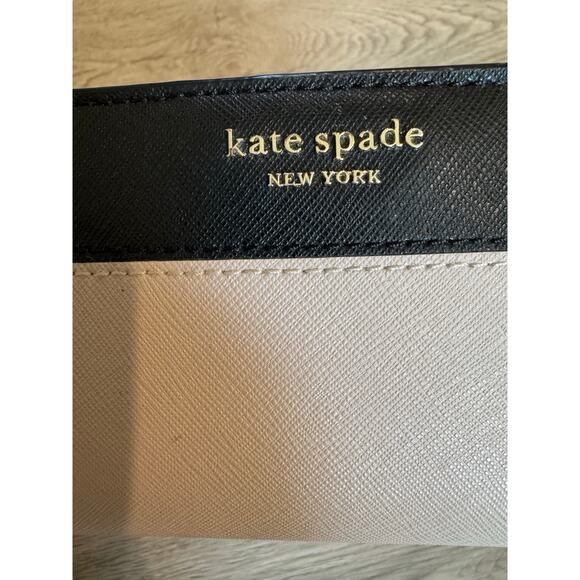 Kate Spade Cameron Leather Large Slim Wallet in Warm Beige Black - Picture 6 of 6